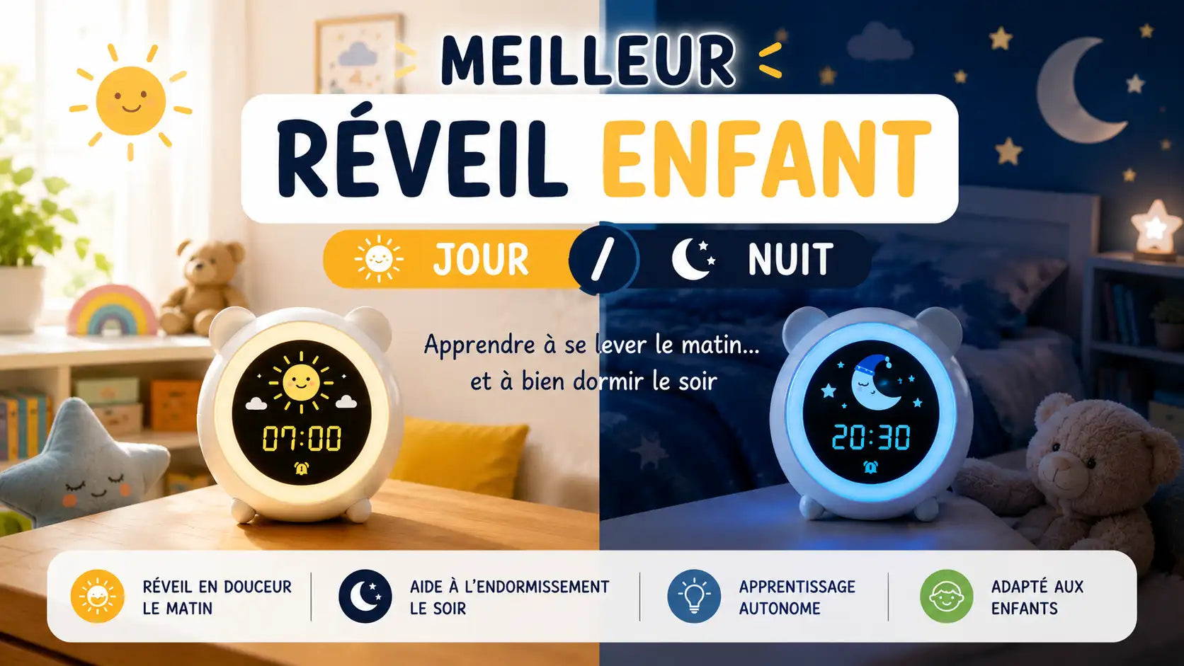 Meilleur réveil enfant jour/nuit 2026 : Comparatif et Guide d'Achat Image
