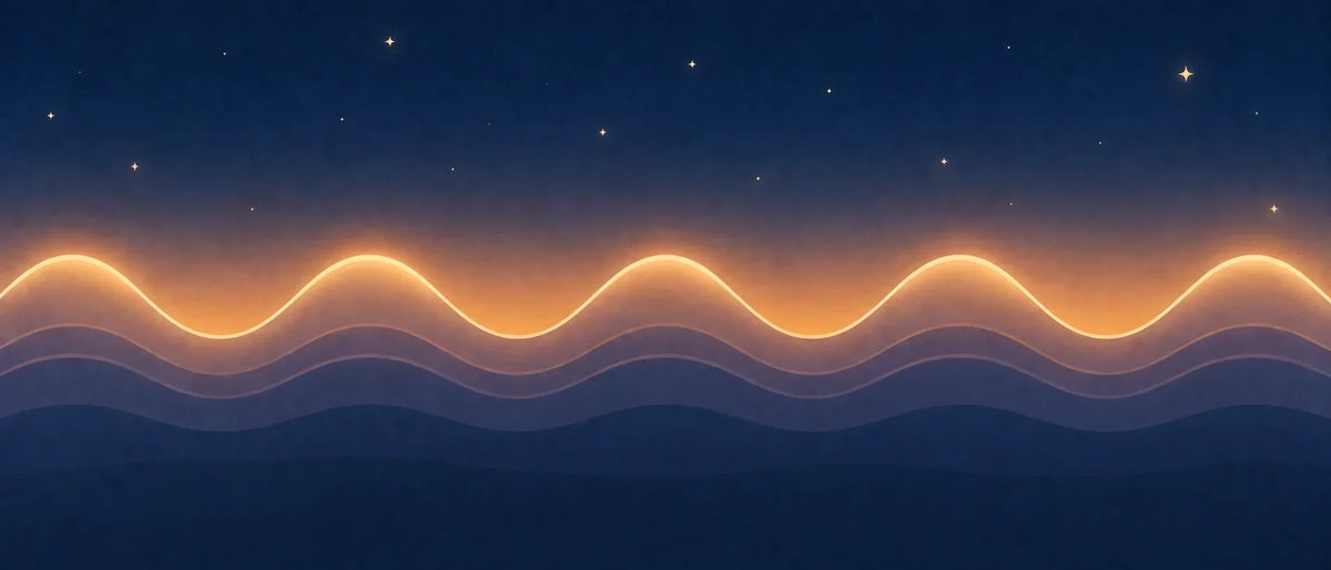 Illustration abstraite de vagues lumineuses régulières représentant les cycles du sommeil de bébé pendant la nuit Image