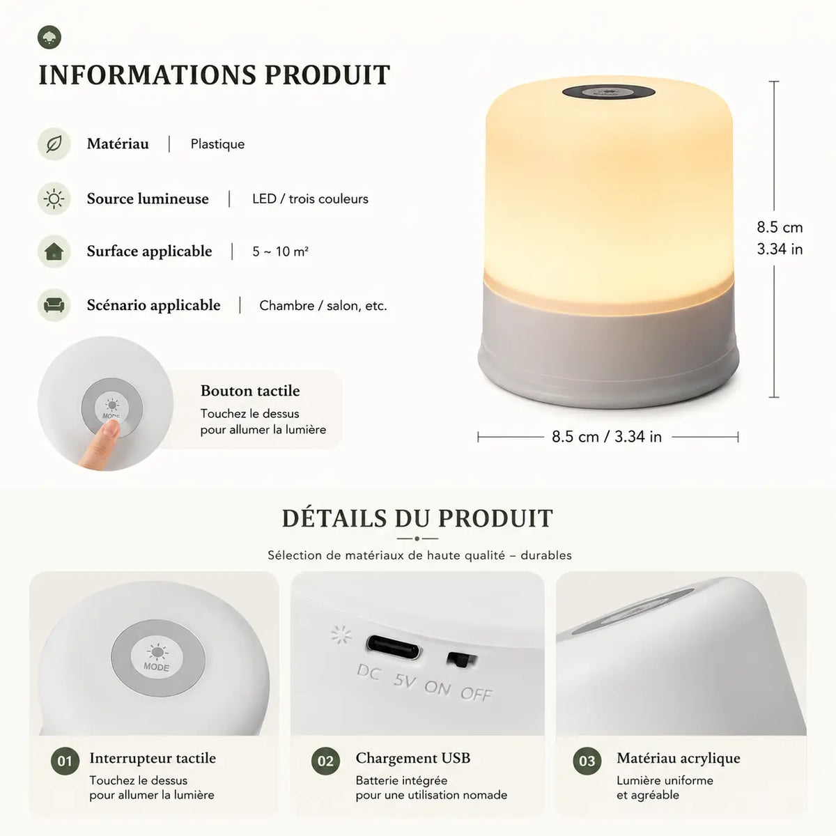 Lampe Chevet Tactile