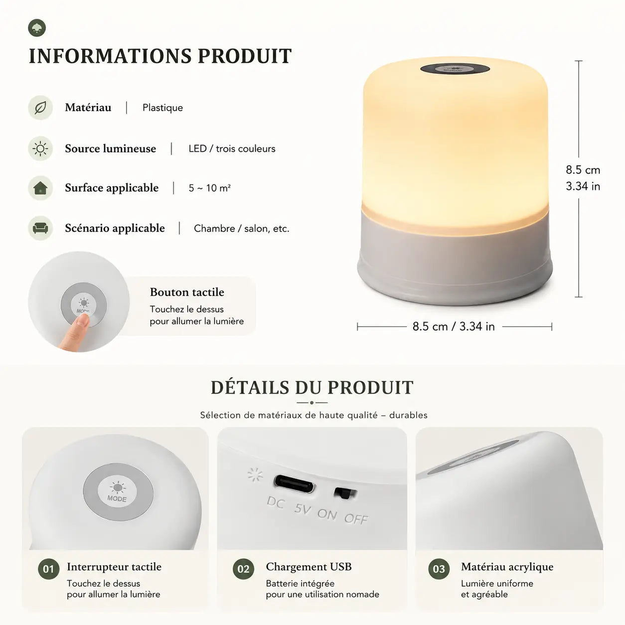 Lampe Chevet Tactile