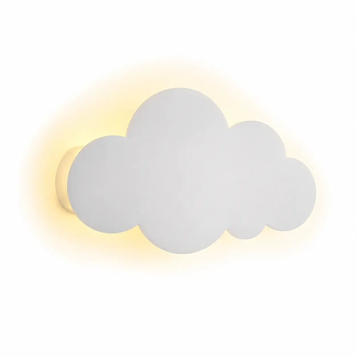 Applique murale nuage blanche allumée avec rétroéclairage LED doux sur fond blanc