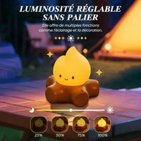 Veilleuse en forme de feu de camp avec variateur de luminosité réglable de 25% à 100%