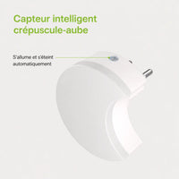 Schéma technique de la veilleuse lune mettant en évidence l'emplacement de son capteur intelligent de luminosité.