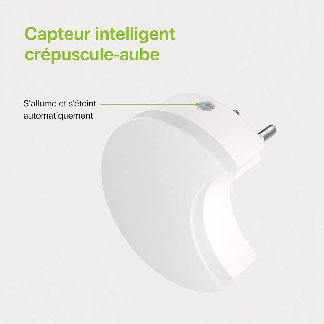 Schéma technique de la veilleuse lune mettant en évidence l'emplacement de son capteur intelligent de luminosité.